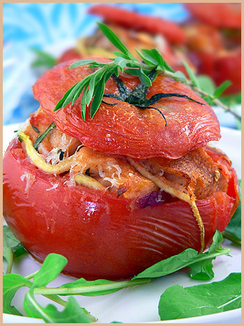 stuffed tomato croûton savory sarriette