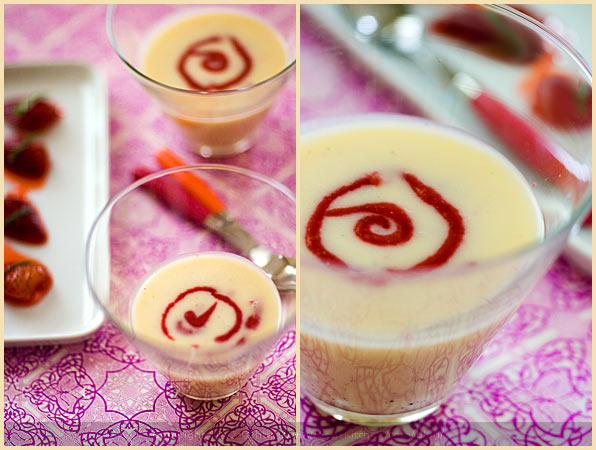 food styling white chocolate soup