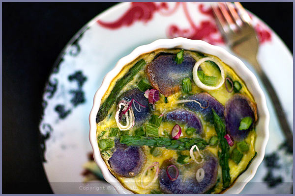 purple potato vitelotte egg flan vegetables tartine gourmande