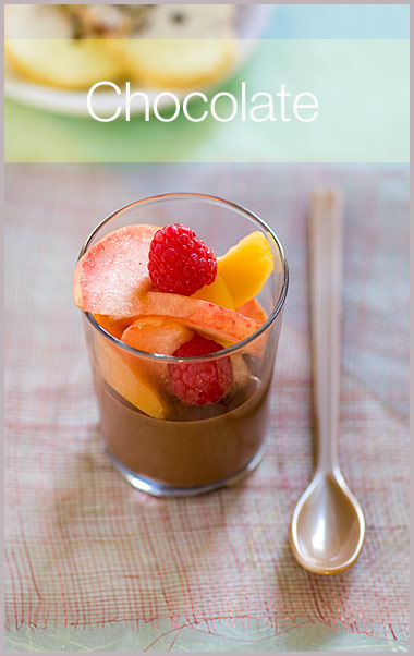 dark chocolate custard fruit