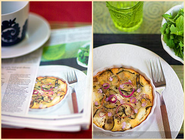 Corn Zucchini Goat Cheese Clafoutis