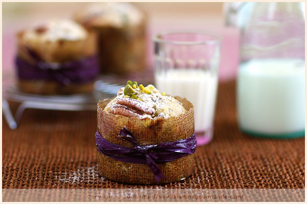 muffin pistachio chocolate pecans