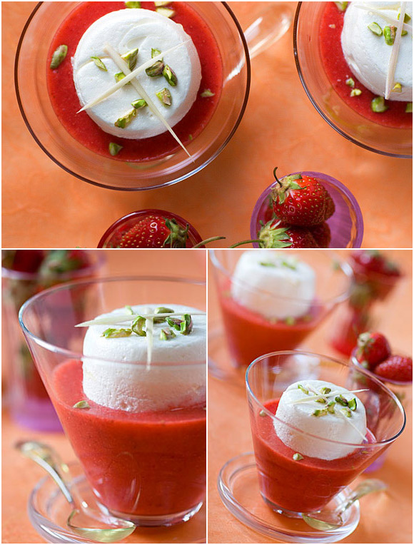 strawberry floating island