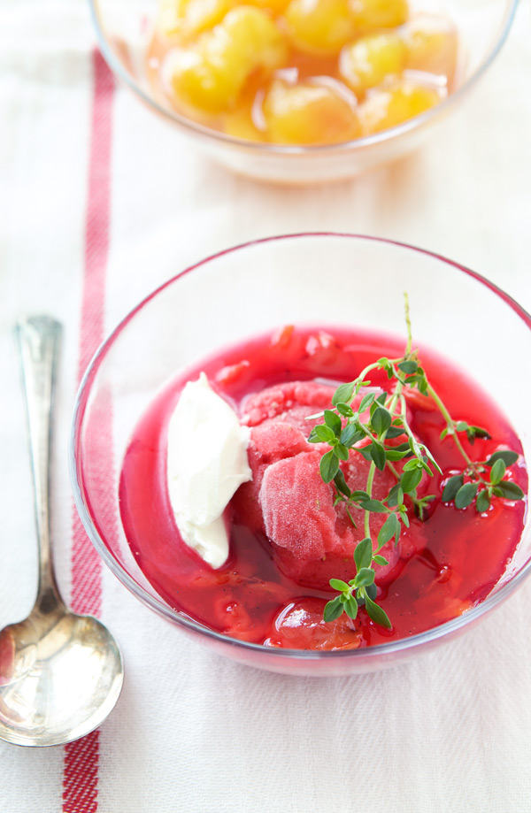 sour cherry soup vanilla lemon thyme