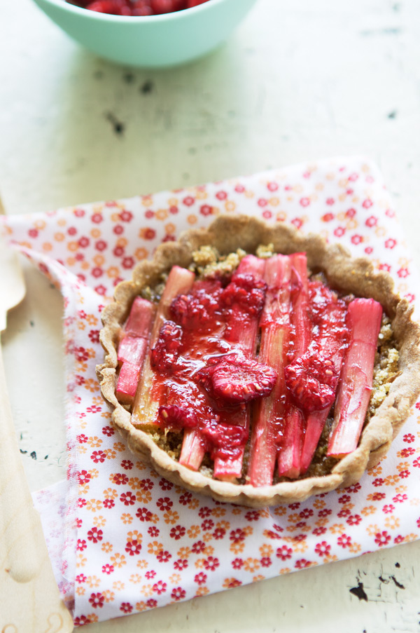 gluten free rhubarb raspberry tartlet