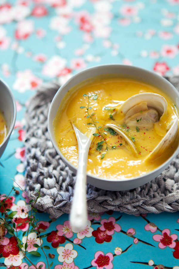 gluten free soup carrot orange sweet potato clams recipe